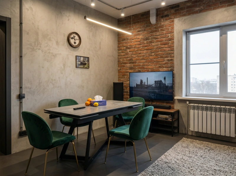 Дизайн гостиной в стиле Лофт — фото интерьера от нейросети RoomGPT