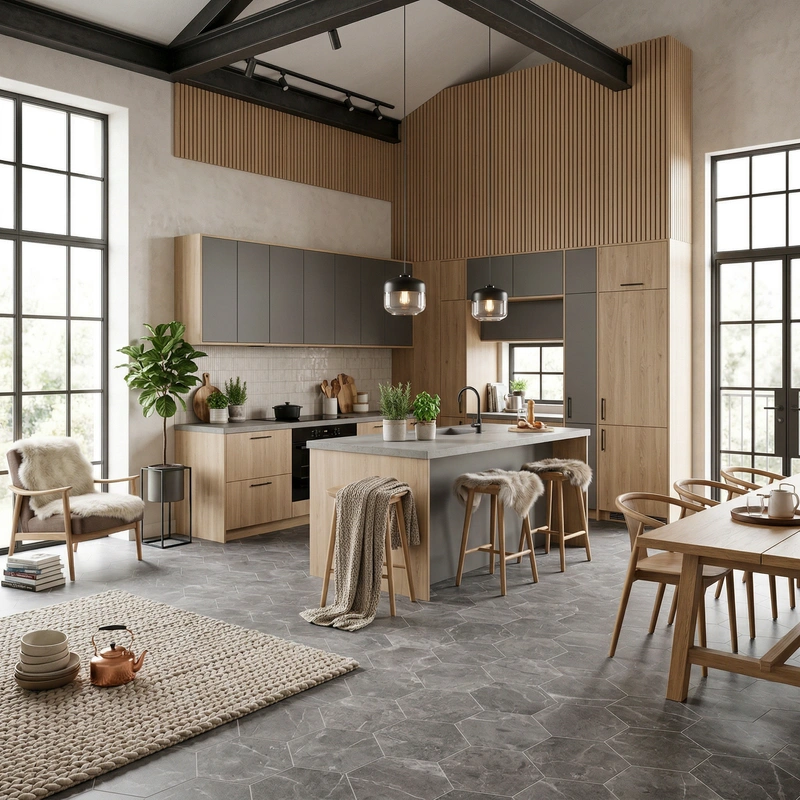 Дизайн интерьера в стиле Хюгге — Кухня от нейросети RoomGPT