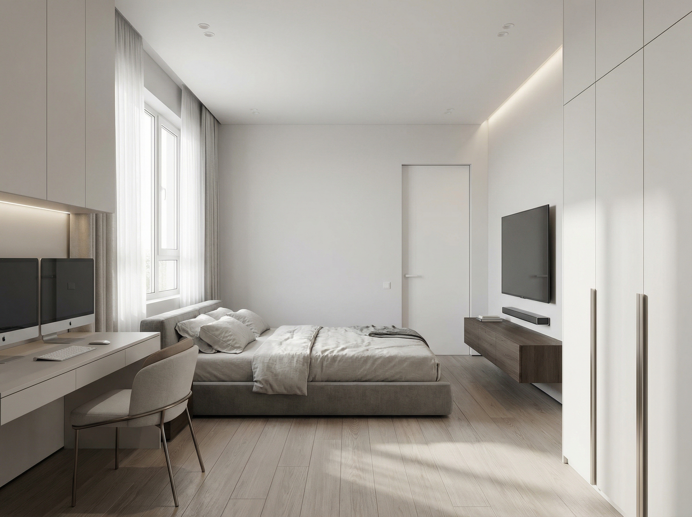 Дизайн спальни в стиле Минимализм — фото интерьера от нейросети RoomGPT