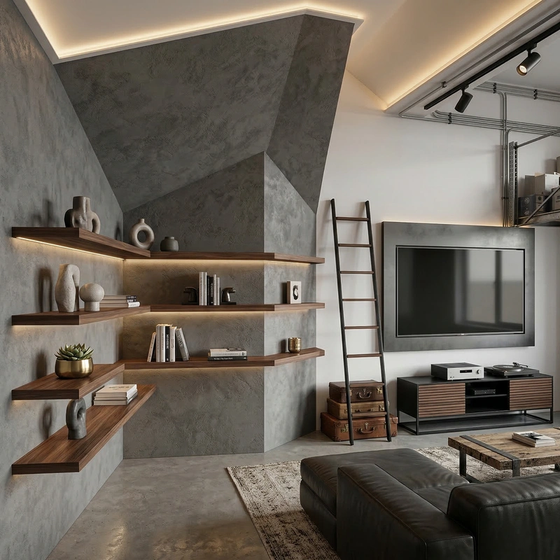 Дизайн гостиной в стиле Лофт — фото интерьера от нейросети RoomGPT