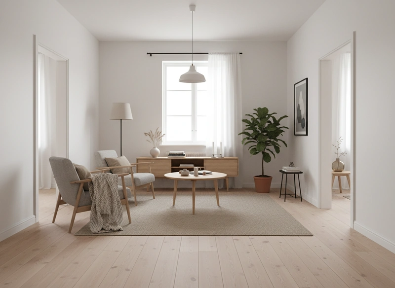 Дизайн интерьера в стиле Хюгге — Гостиная от нейросети RoomGPT