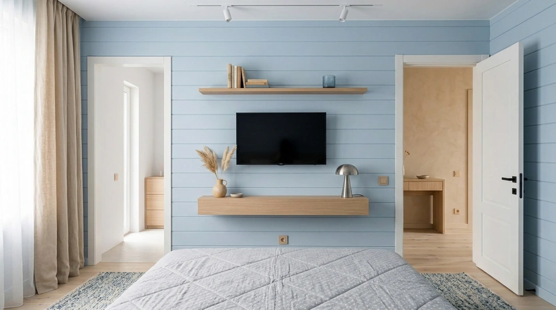 Дизайн спальни в стиле Сканди — фото интерьера от нейросети RoomGPT