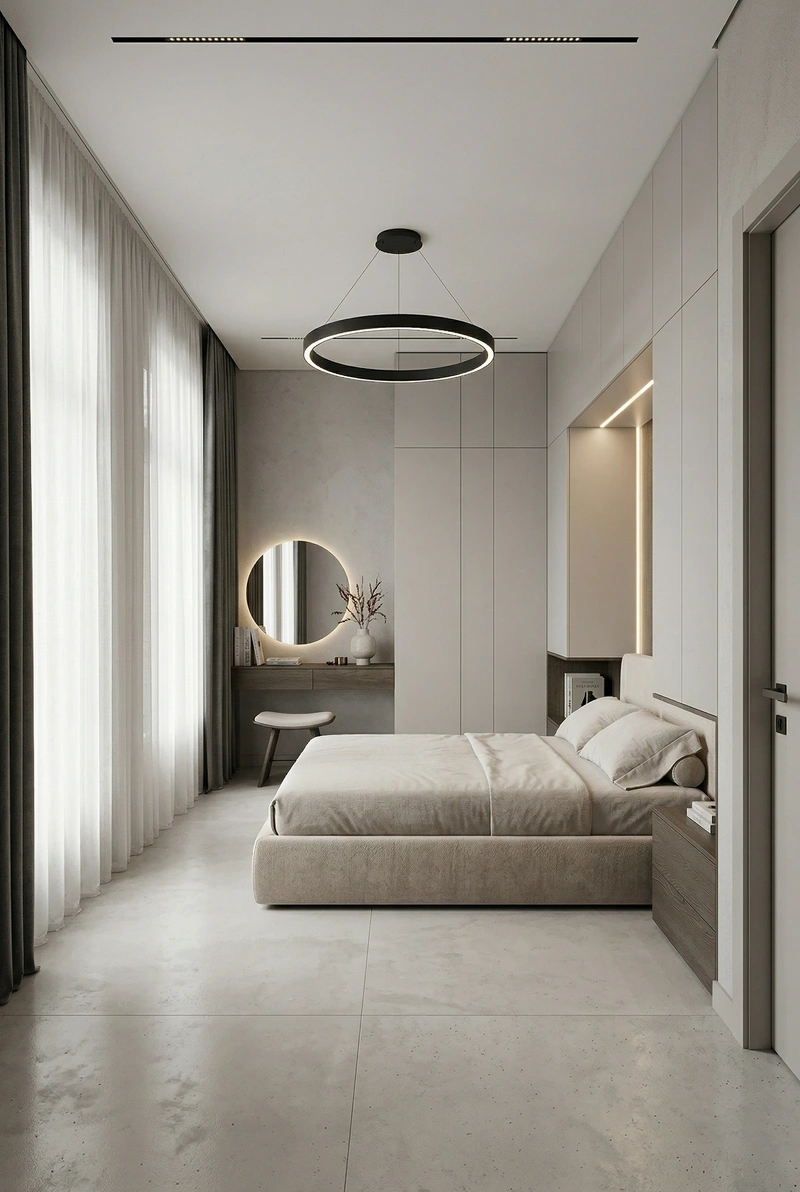 Дизайн спальни в стиле Минимализм — фото интерьера от нейросети RoomGPT