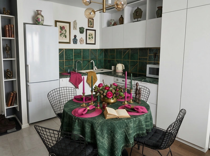 Дизайн кухни в стиле Эклектика — фото интерьера от нейросети RoomGPT