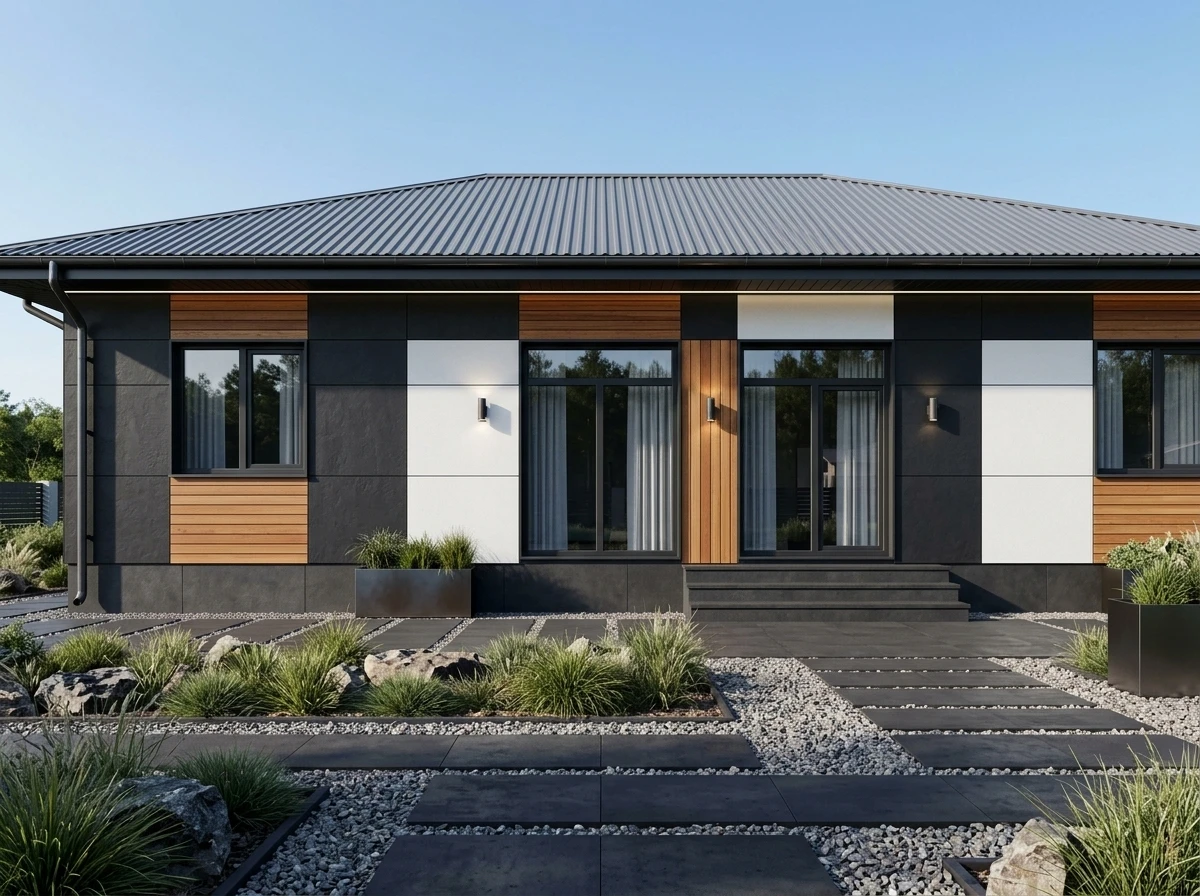 Дизайн фасада в стиле Лофт — фото фасада от нейросети RoomGPT