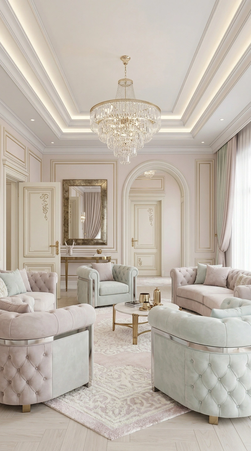 Дизайн гостиной в стиле Неоклассика — фото интерьера от нейросети RoomGPT