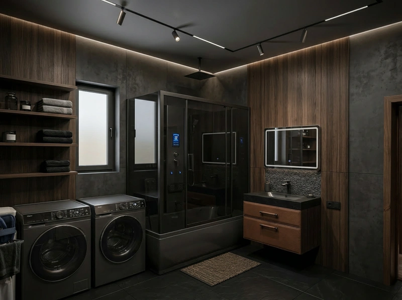 Дизайн гостиной в стиле Блэктэк — фото интерьера от нейросети RoomGPT