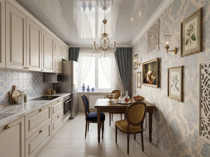 Дизайн интерьера в стиле Классика — Кухня от нейросети RoomGPT