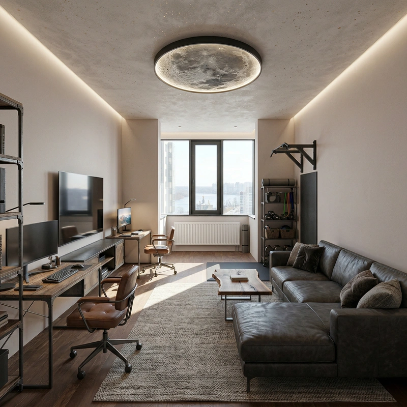 Дизайн гостиной в стиле Лофт — фото интерьера от нейросети RoomGPT