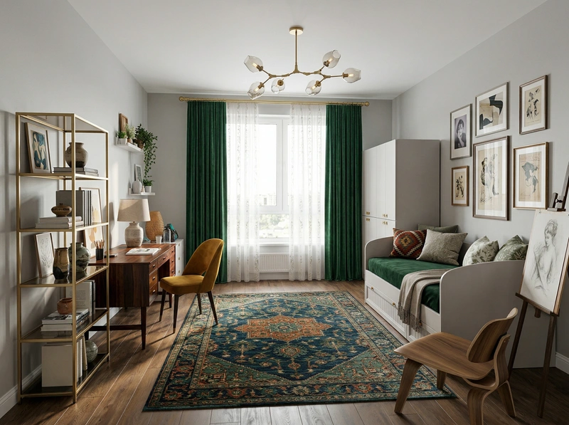 Дизайн гостиной в стиле Эклектика — фото интерьера от нейросети RoomGPT