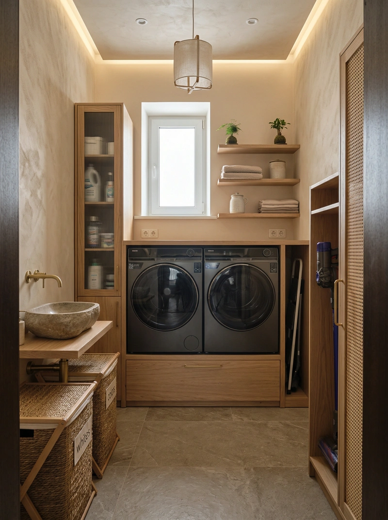 Дизайн ванной в стиле Japandi — фото интерьера от нейросети RoomGPT