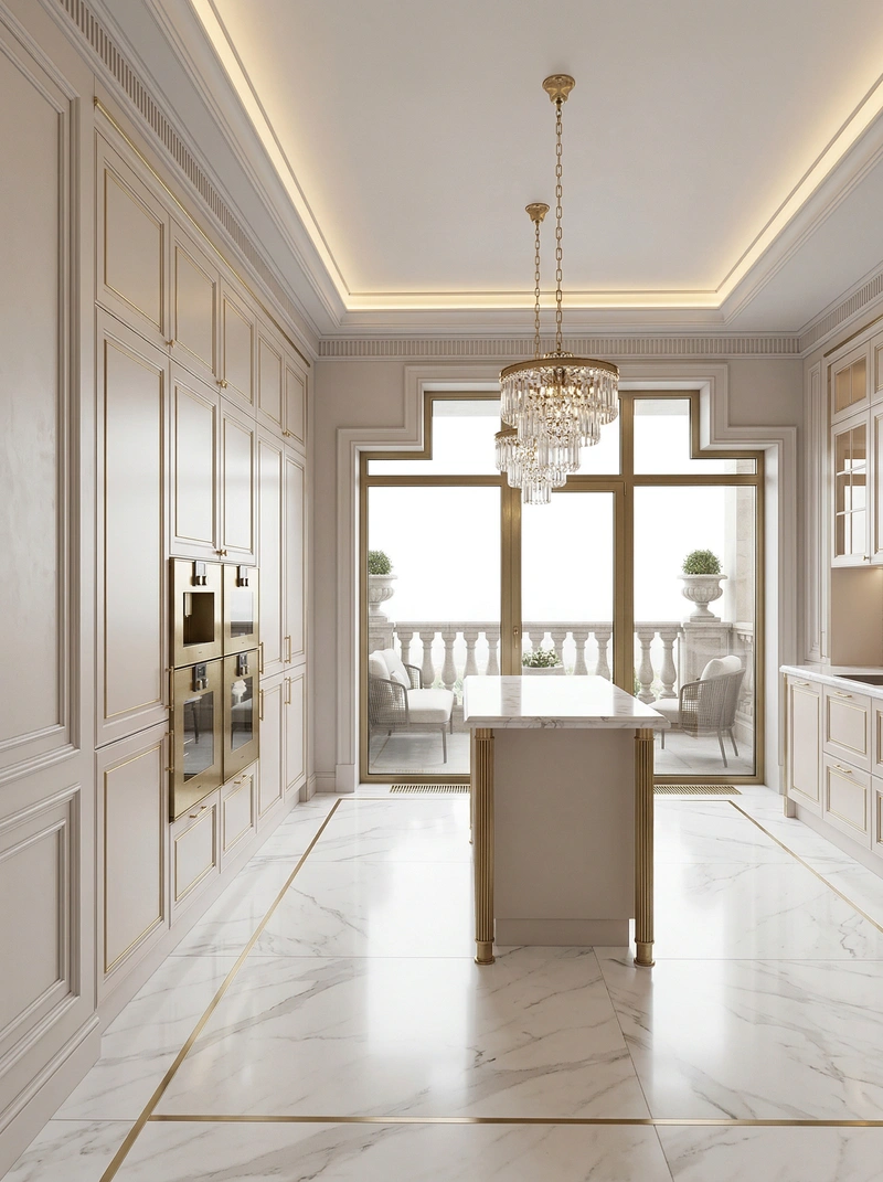 Дизайн интерьера в стиле Неоклассика — Кухня от нейросети RoomGPT