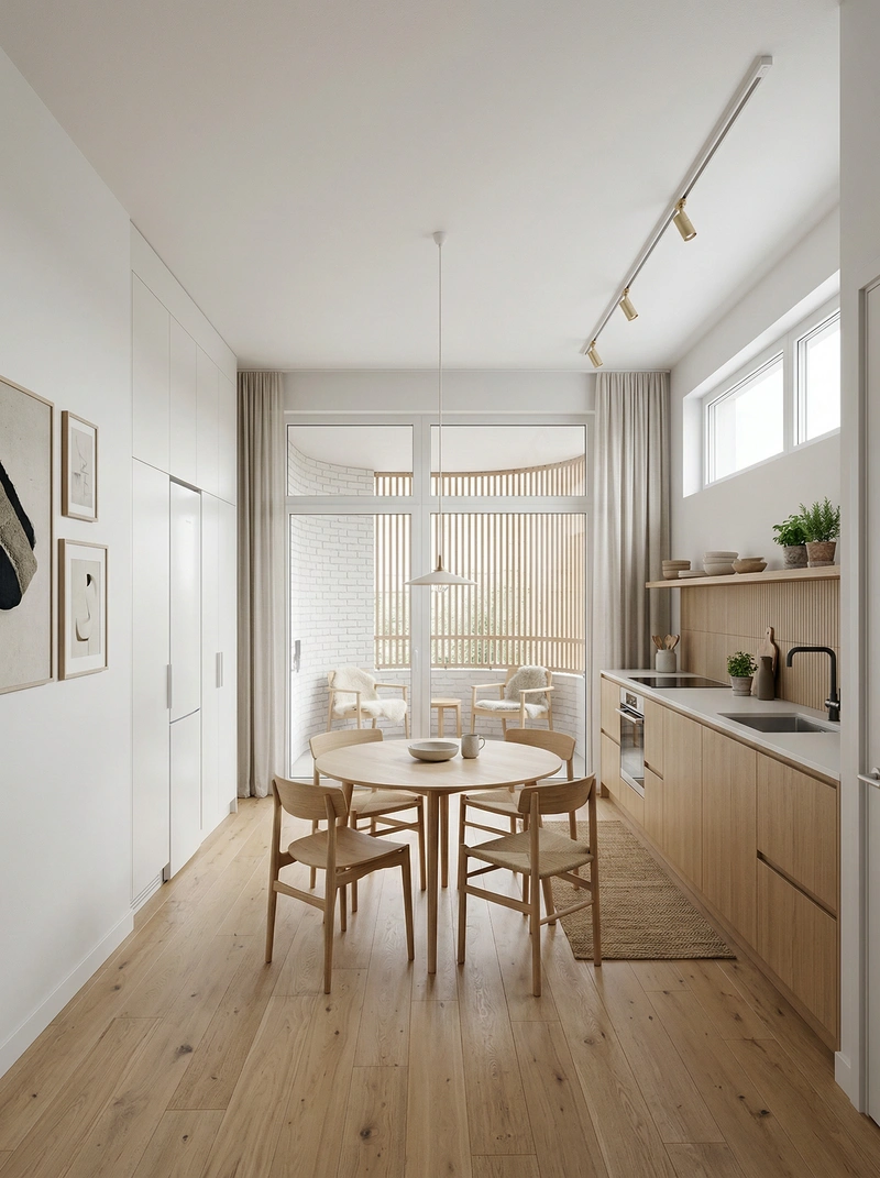 Дизайн интерьера в стиле Сканди — Кухня от нейросети RoomGPT