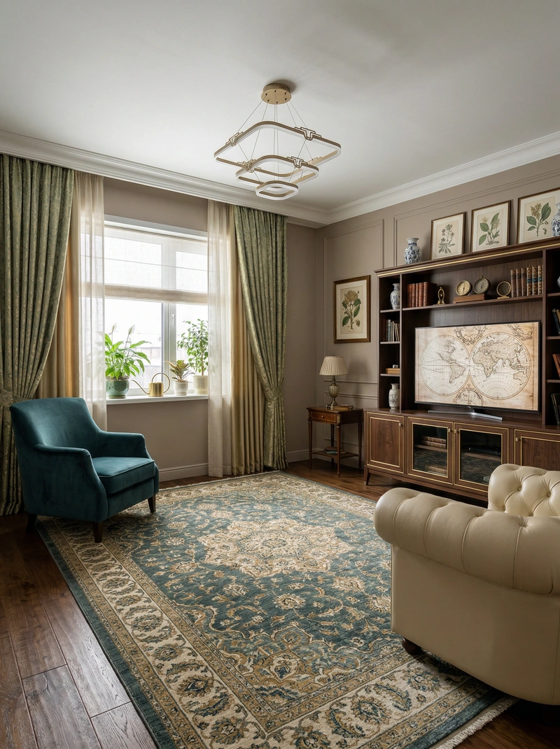 Дизайн интерьера в стиле Классика — Гостиная от нейросети RoomGPT