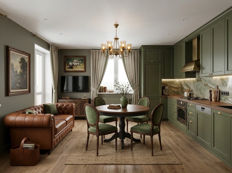 Дизайн интерьера в стиле Классика — Кухня от нейросети RoomGPT