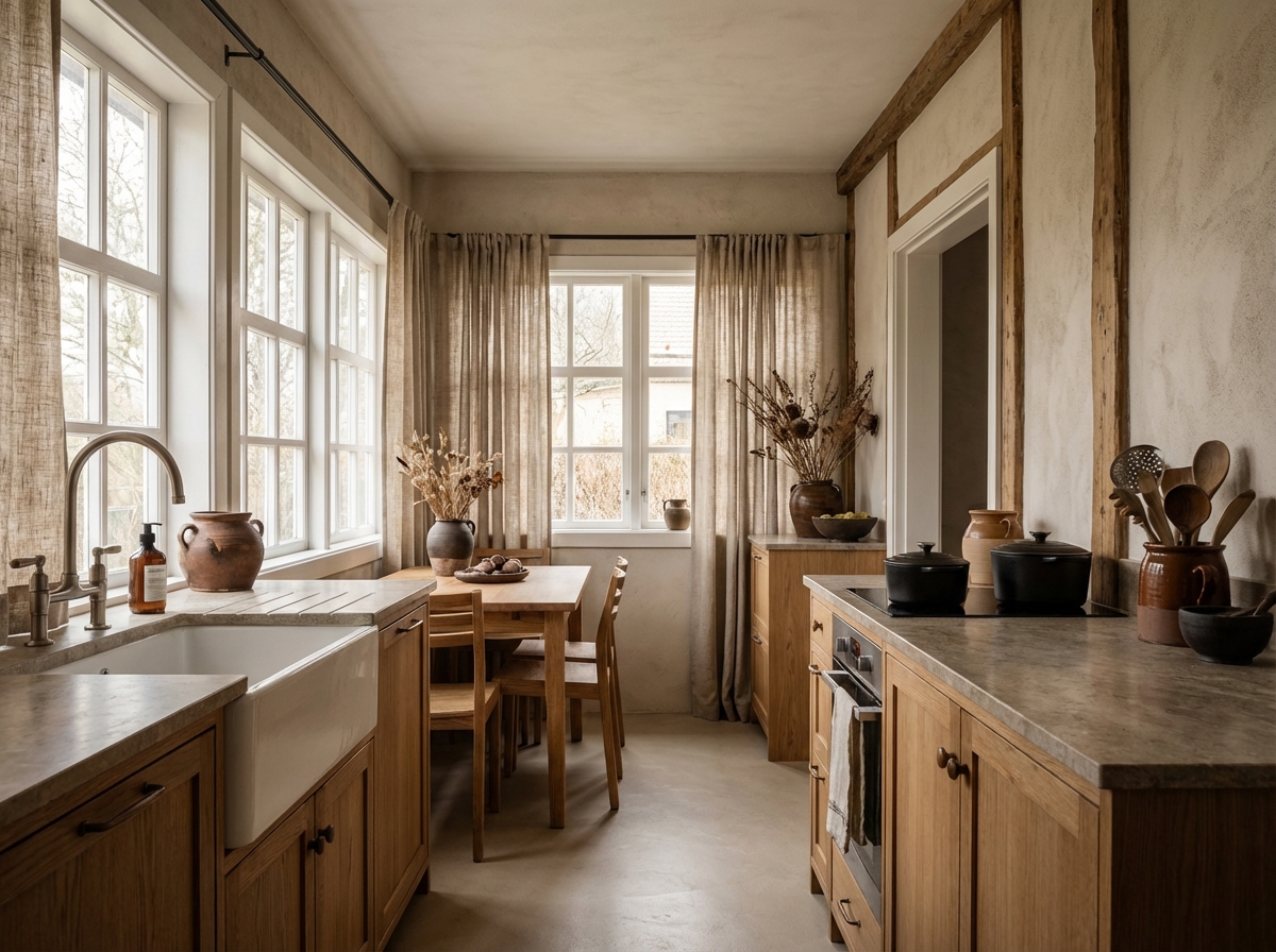 Дизайн кухни в стиле Japandi — фото интерьера от нейросети RoomGPT