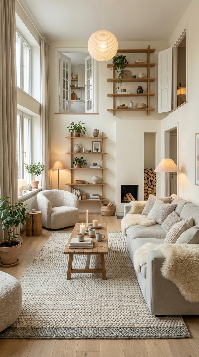 Дизайн интерьера в стиле Хюгге — Гостиная от нейросети RoomGPT