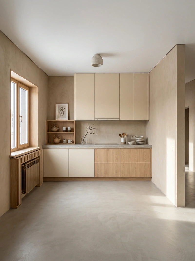 Дизайн кухни в стиле Japandi — фото интерьера от нейросети RoomGPT