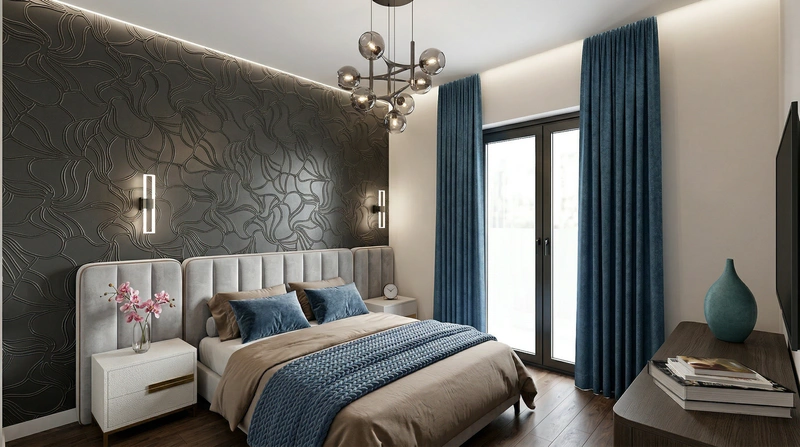 Дизайн интерьера в стиле Контемпорари — Спальня от нейросети RoomGPT