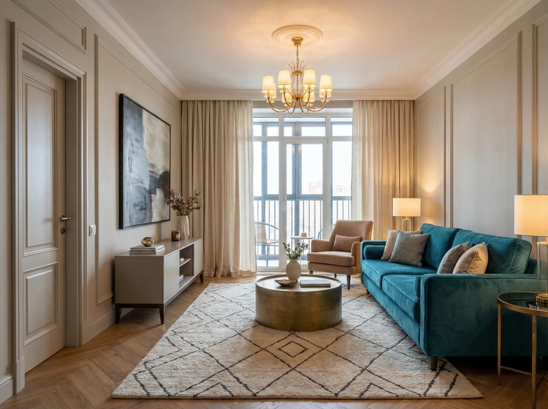 Дизайн интерьера в стиле Классика — Гостиная от нейросети RoomGPT