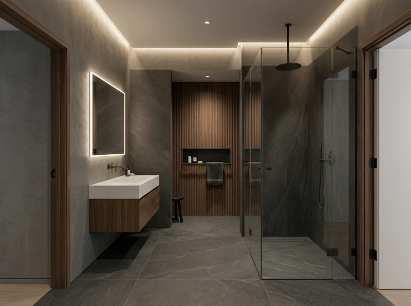 Дизайн ванной в стиле Минимализм — фото интерьера от нейросети RoomGPT