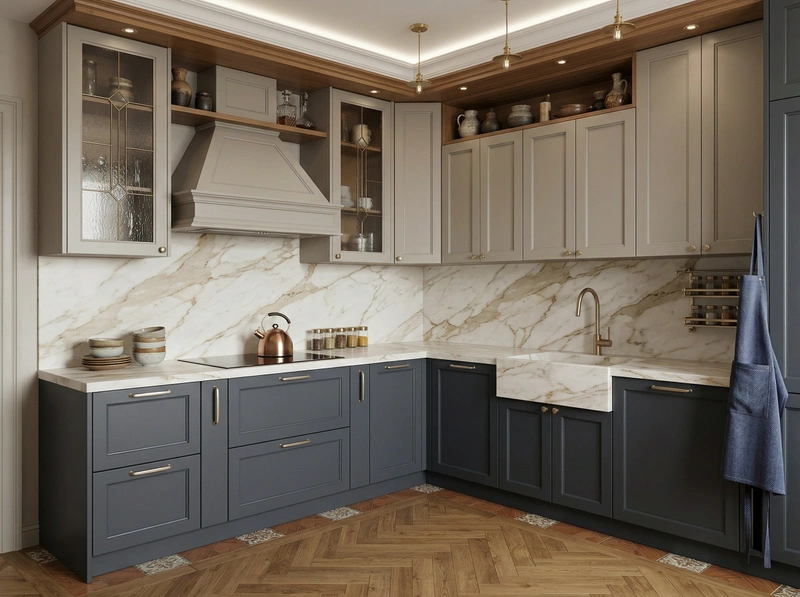 Дизайн кухни в стиле Классика — фото интерьера от нейросети RoomGPT