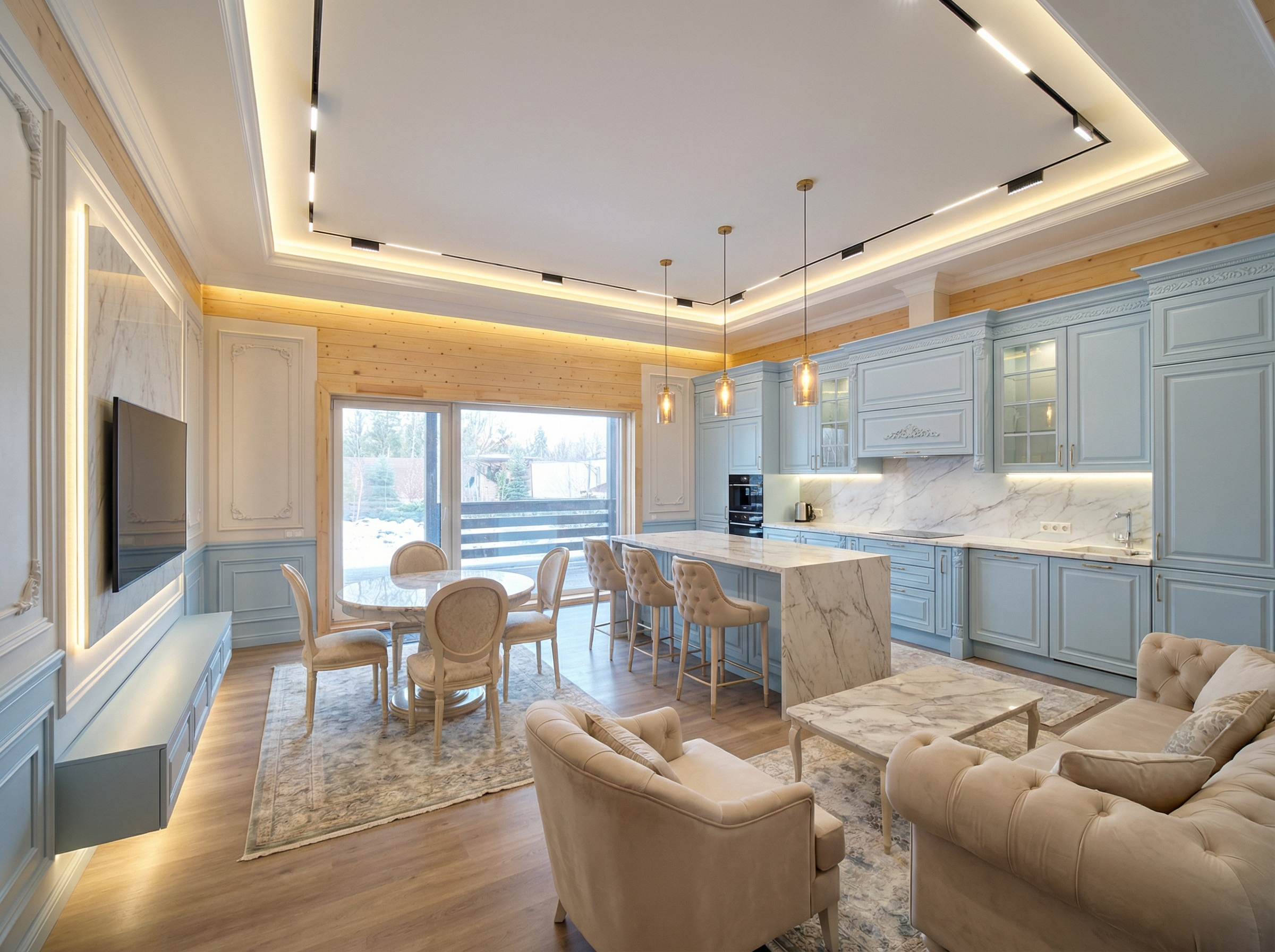 Дизайн кухни в стиле Классика — фото интерьера от нейросети RoomGPT