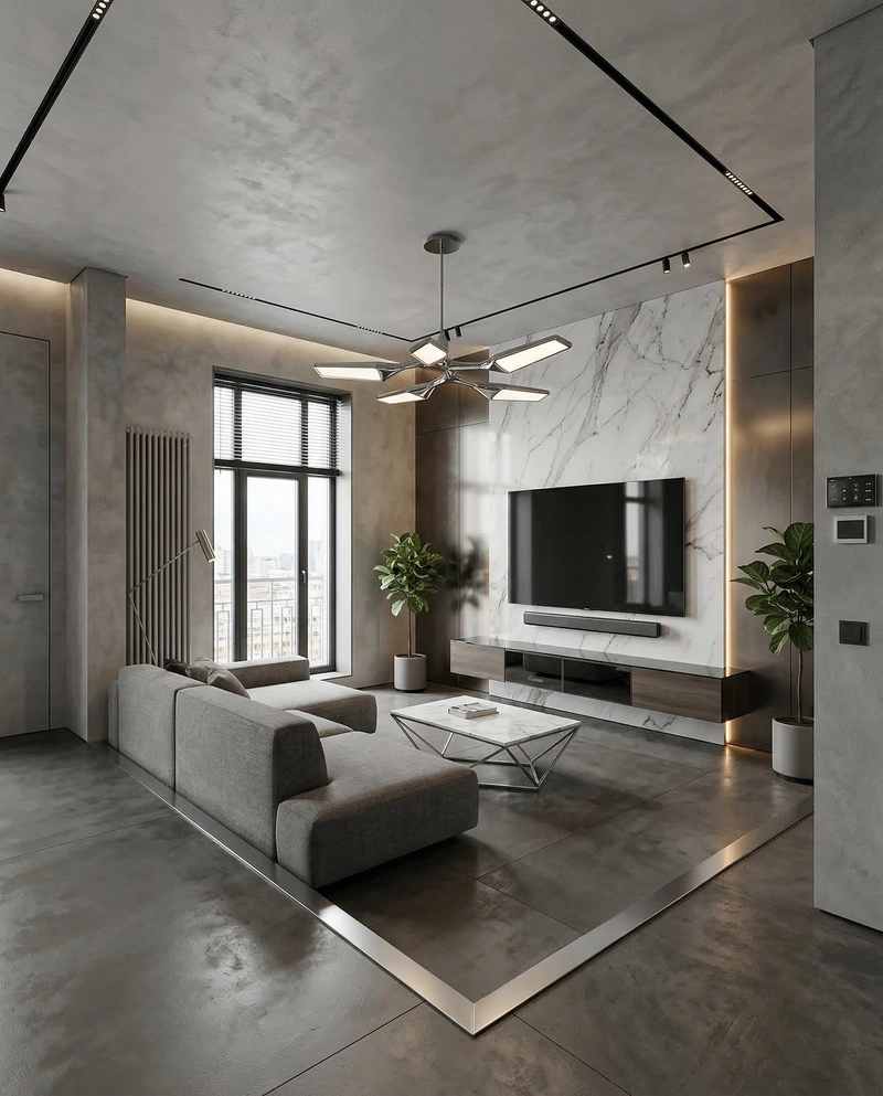 Дизайн интерьера в стиле Лофт — Гостиная от нейросети RoomGPT