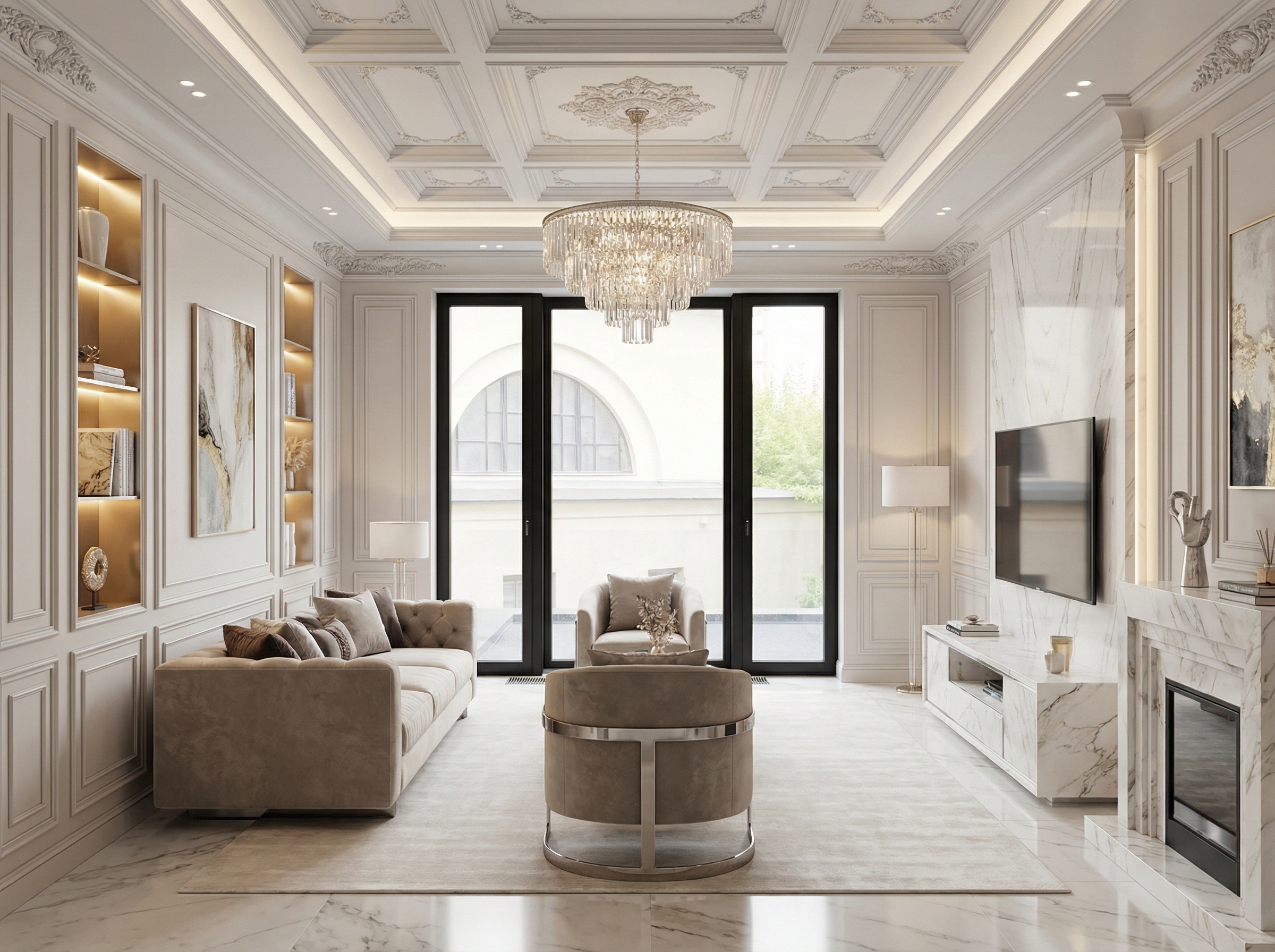 Дизайн гостиной в стиле Классика — фото интерьера от нейросети RoomGPT