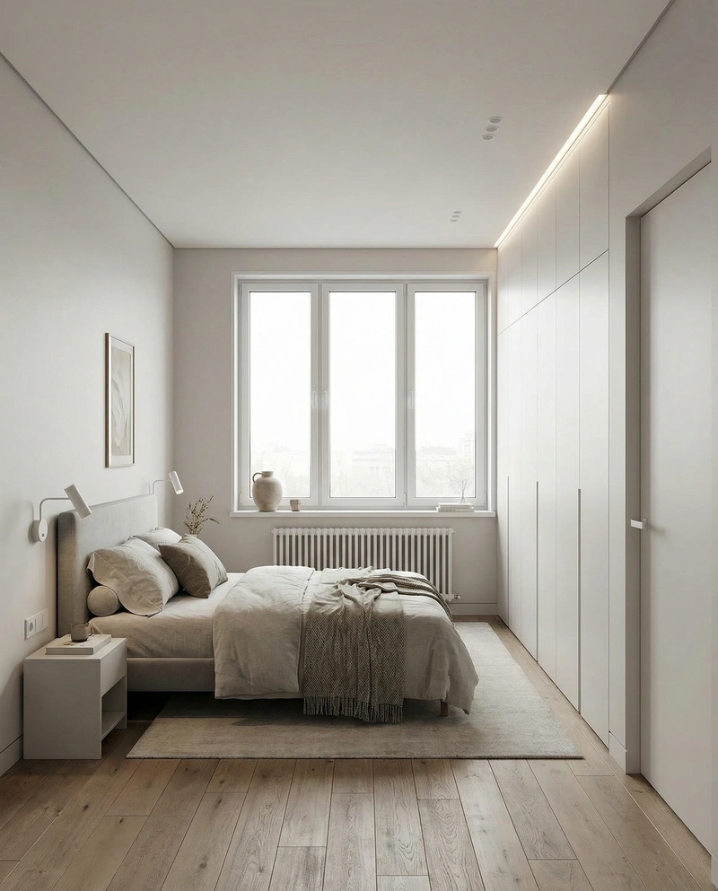 Дизайн спальни в стиле Минимализм — фото интерьера от нейросети RoomGPT