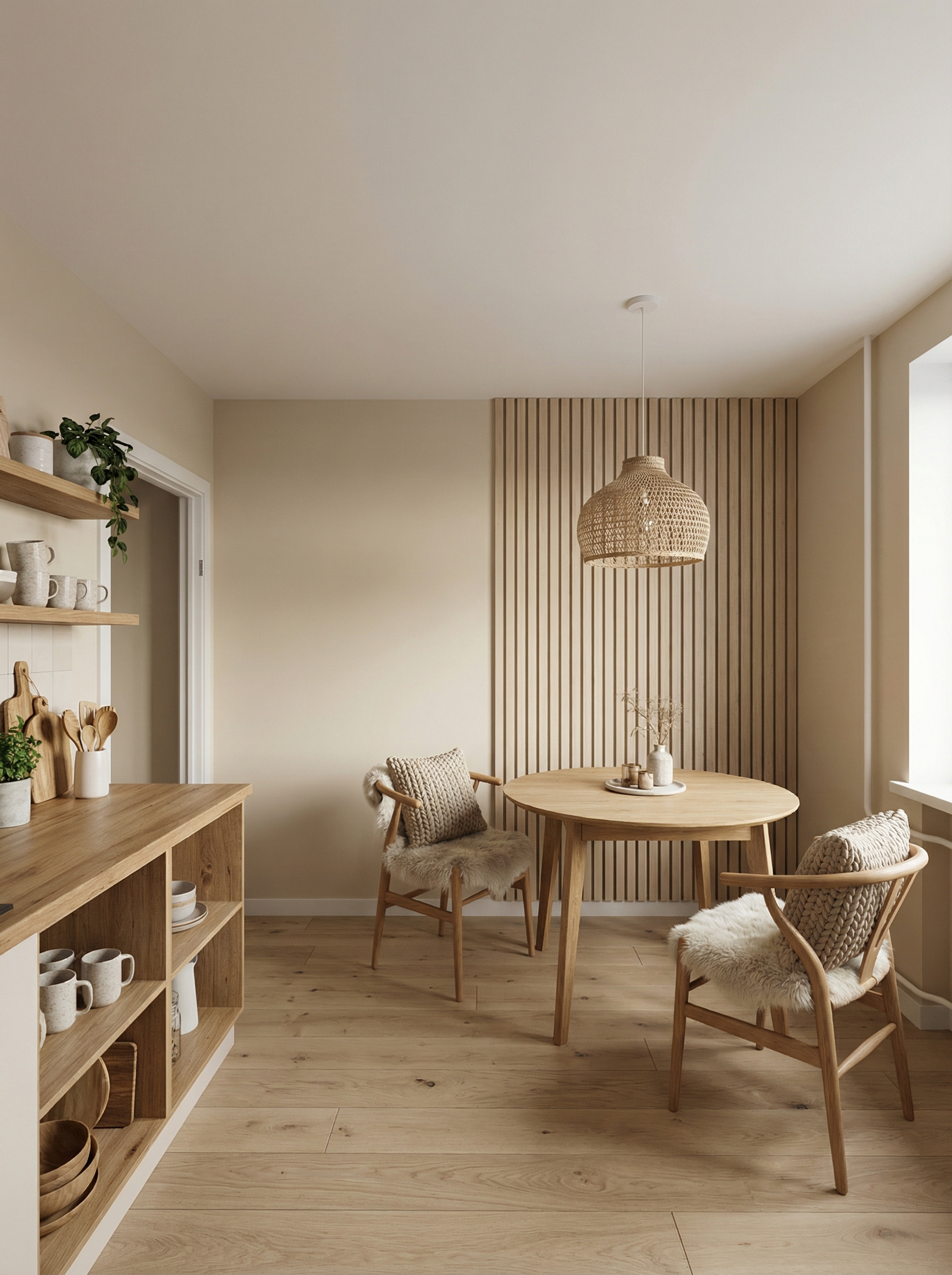 Дизайн кухни в стиле Хюгге — фото интерьера от нейросети RoomGPT