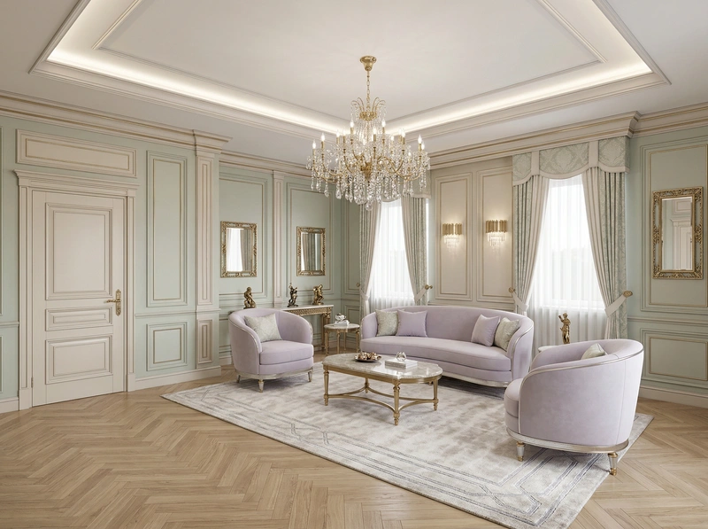 Дизайн интерьера в стиле Неоклассика — Гостиная от нейросети RoomGPT