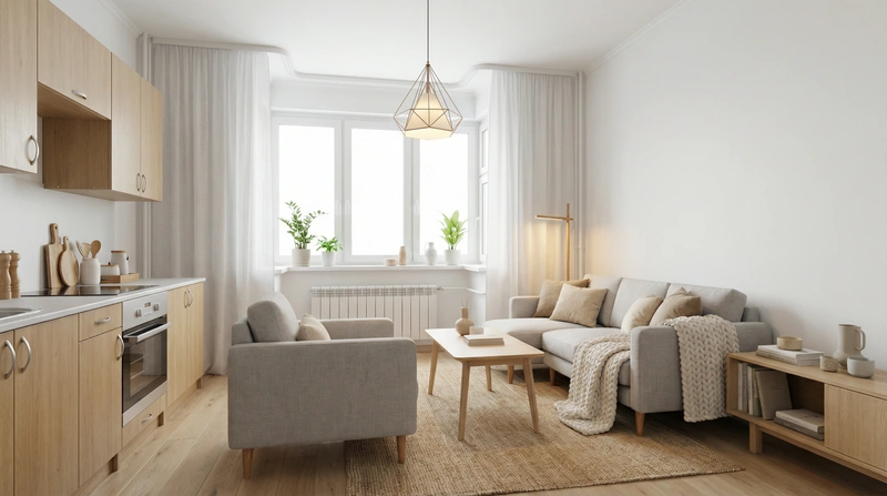 Дизайн интерьера в стиле Хюгге — Гостиная от нейросети RoomGPT