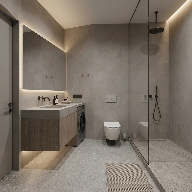 Дизайн ванной в стиле Минимализм — фото интерьера от нейросети RoomGPT