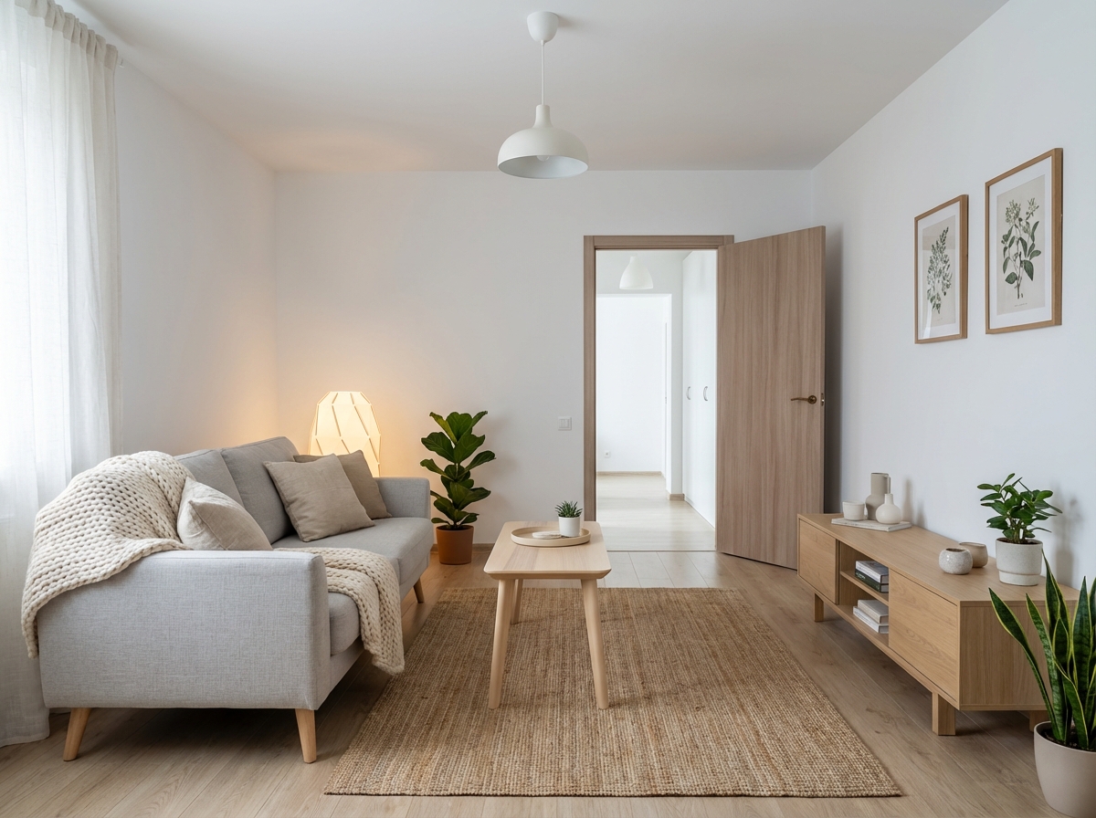 Дизайн гостиной в стиле Хюгге — фото интерьера от нейросети RoomGPT