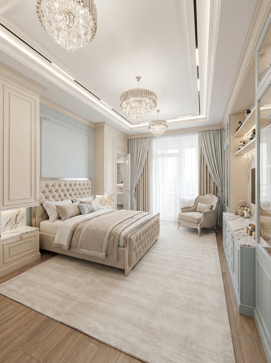 Дизайн детской в стиле Классика — фото интерьера от нейросети RoomGPT