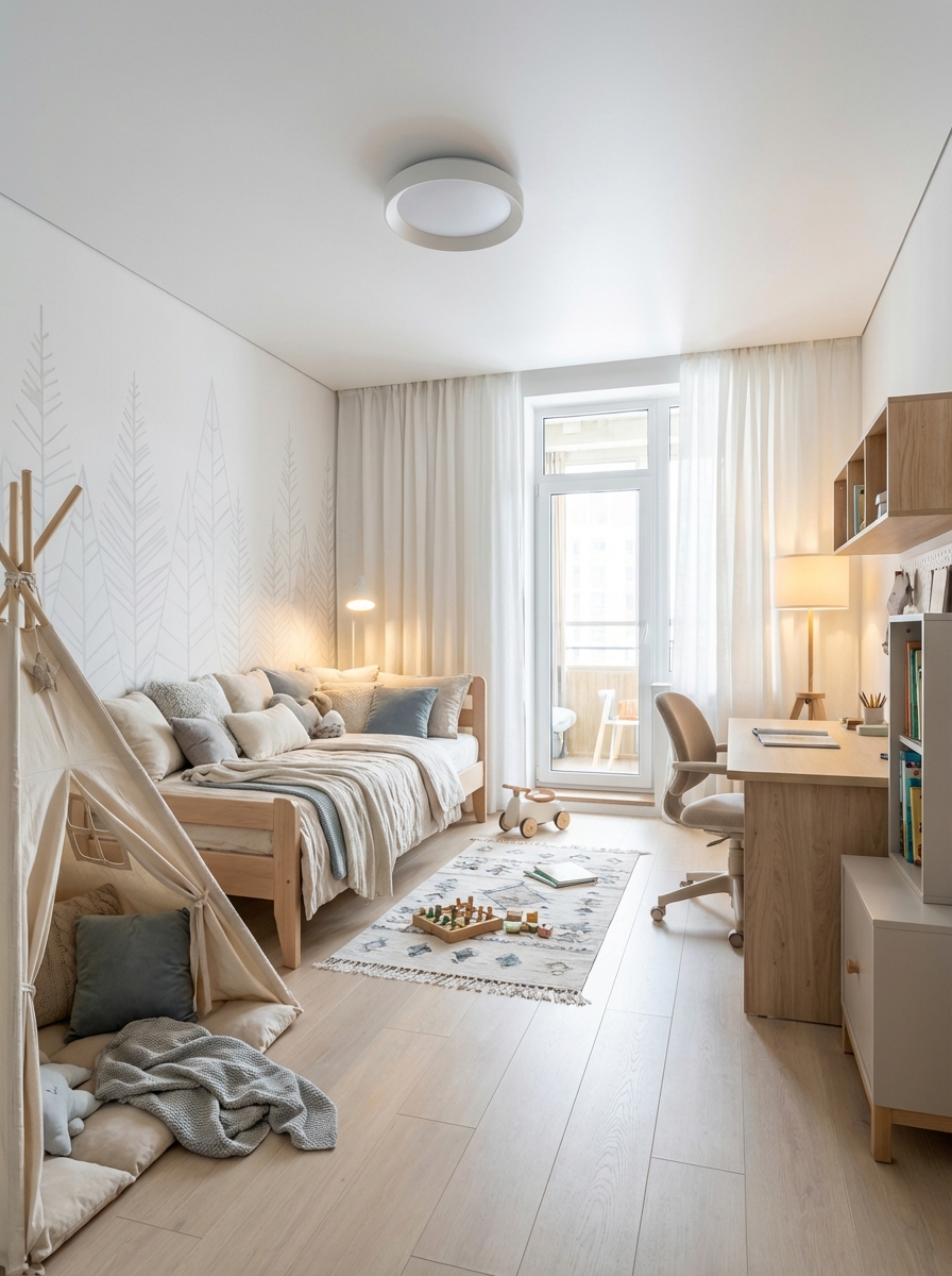 Дизайн детской в стиле Хюгге — фото интерьера от нейросети RoomGPT