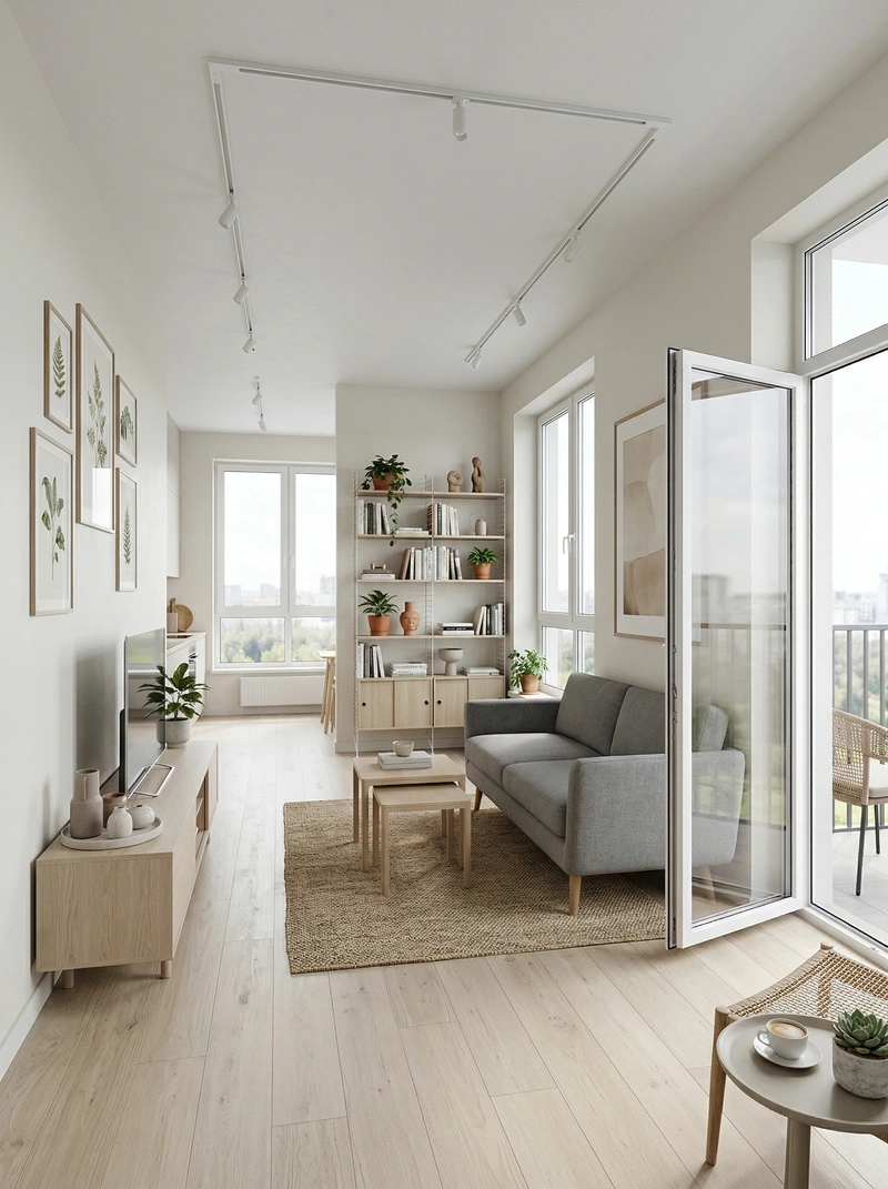 Дизайн спальни в стиле Сканди — фото интерьера от нейросети RoomGPT