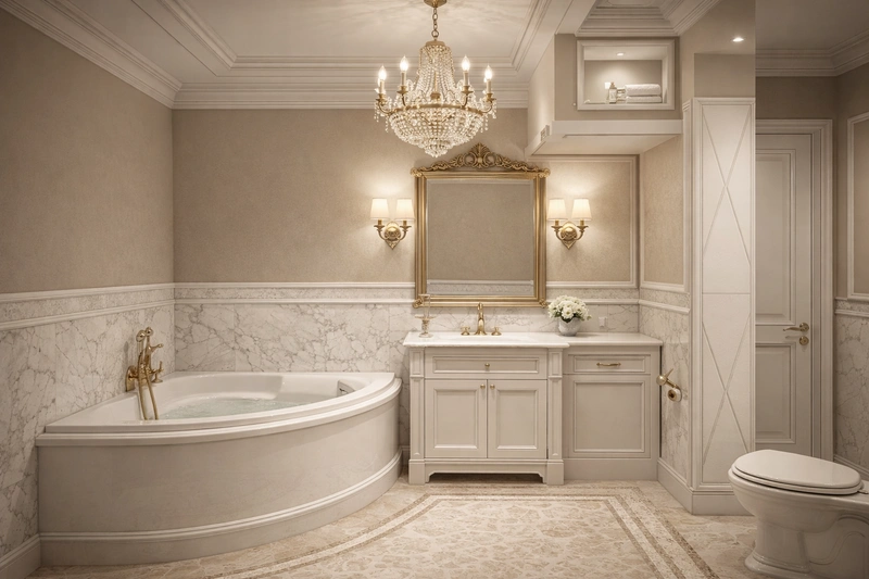 Дизайн интерьера в стиле Классика — Ванная от нейросети RoomGPT