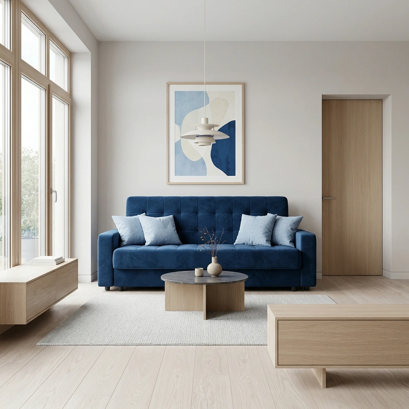 Дизайн гостиной в стиле Сканди — фото интерьера от нейросети RoomGPT