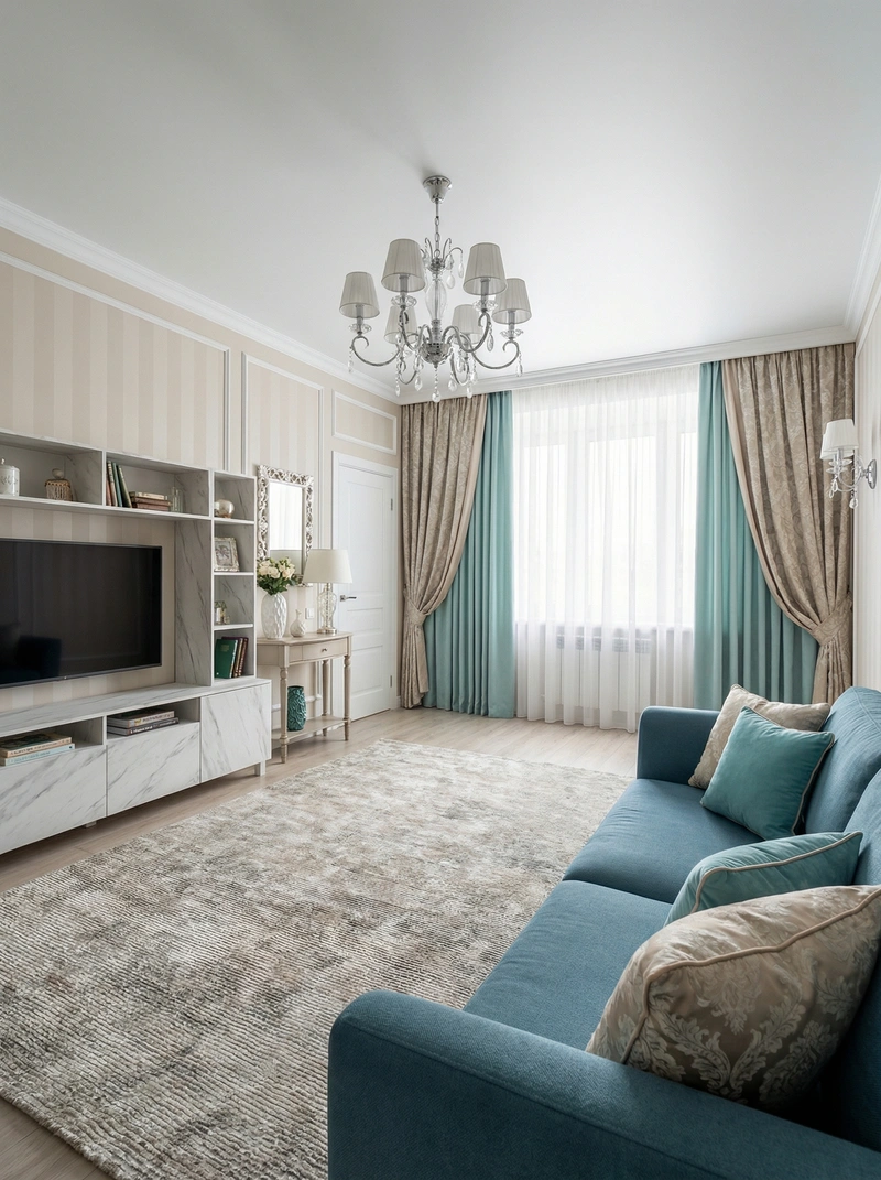 Дизайн интерьера в стиле Классика — Гостиная от нейросети RoomGPT