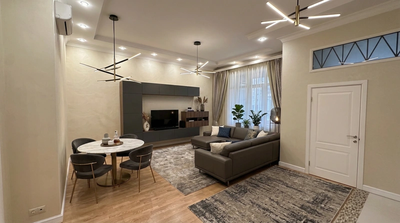 Дизайн гостиной в стиле Контемпорари — фото интерьера от нейросети RoomGPT