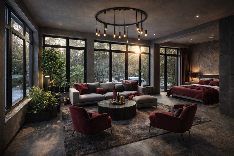 Дизайн гостиной в стиле Эклектика — фото интерьера от нейросети RoomGPT