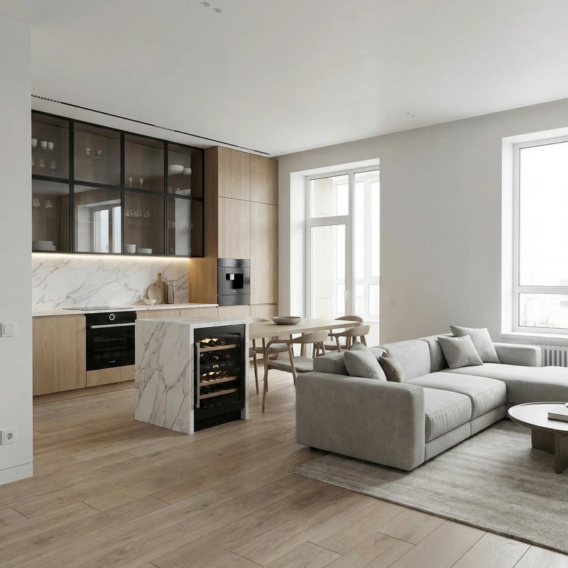 Дизайн интерьера в стиле Минимализм — Гостиная от нейросети RoomGPT