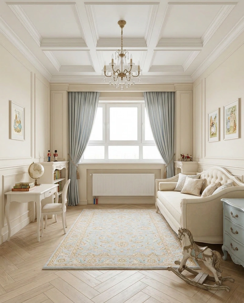 Дизайн детской в стиле Классика — фото интерьера от нейросети RoomGPT