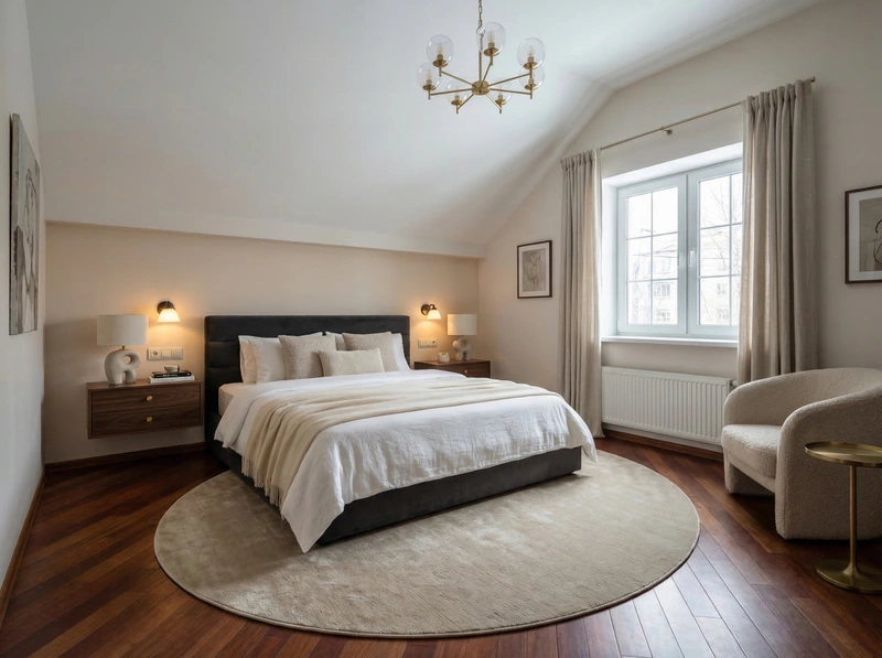 Дизайн спальни в стиле Контемпорари — фото интерьера от нейросети RoomGPT