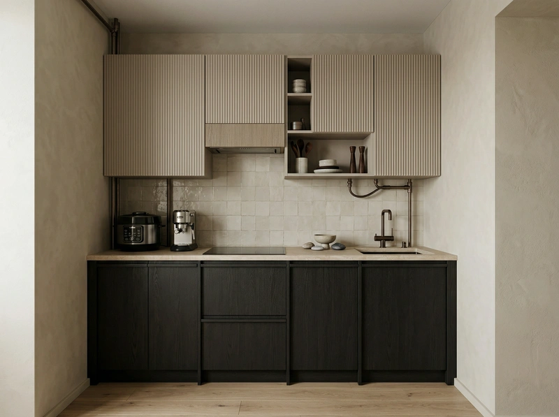 Дизайн кухни в стиле Japandi — фото интерьера от нейросети RoomGPT