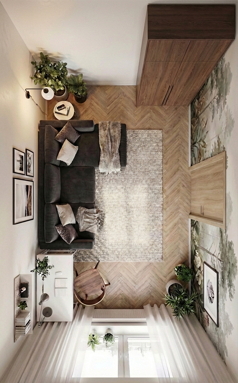 Дизайн гостиной в стиле Сканди — фото интерьера от нейросети RoomGPT