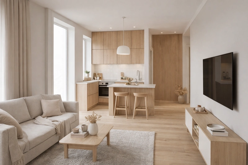 Дизайн интерьера в стиле Хюгге — Кухня от нейросети RoomGPT