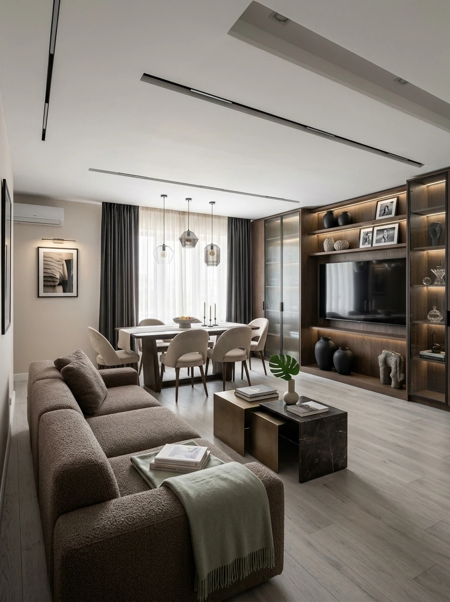 Дизайн гостиной в стиле Контемпорари — фото интерьера от нейросети RoomGPT